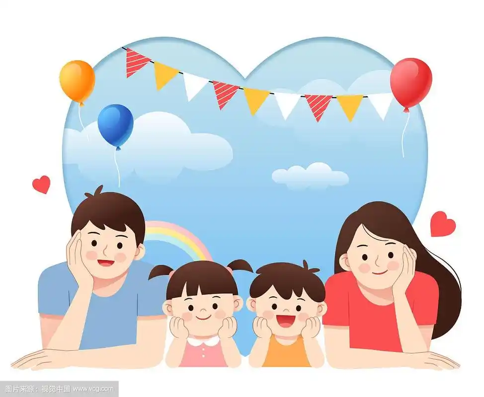 一家人和爱心蓝天背景