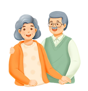 恩爱重阳节老人夫妻卡通手绘人物夫妻吃早餐手绘恩爱老夫妻插画恩爱