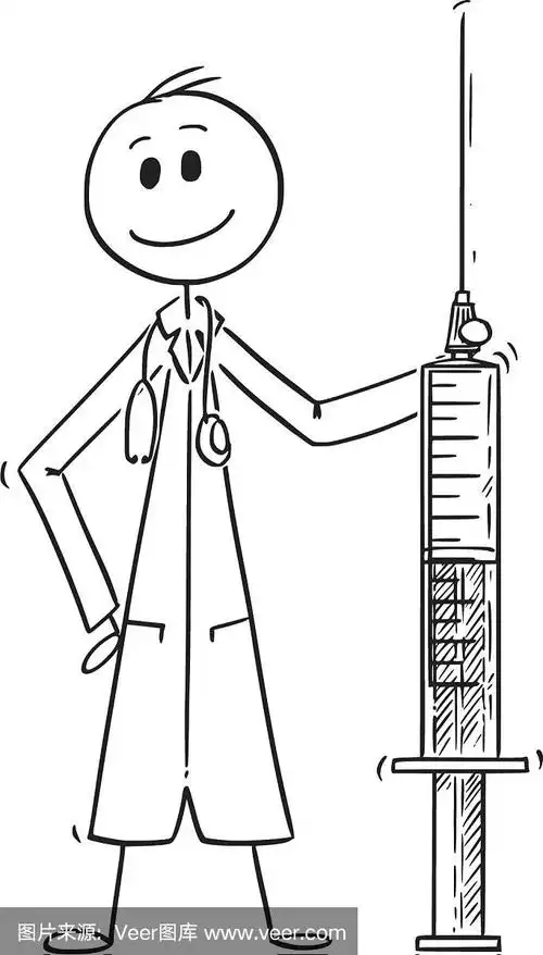 卡通医生拿着大注射器
