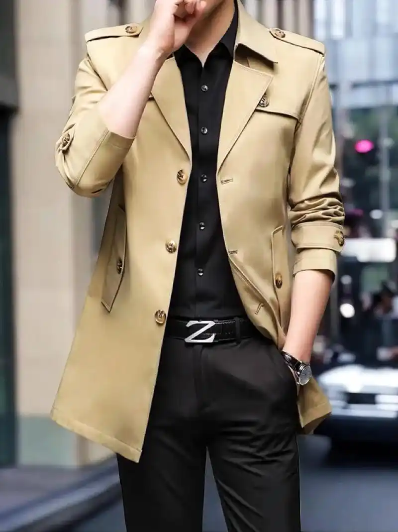 【皮尔卡丹品牌定制】高档男士商务休闲风衣.春季新款!