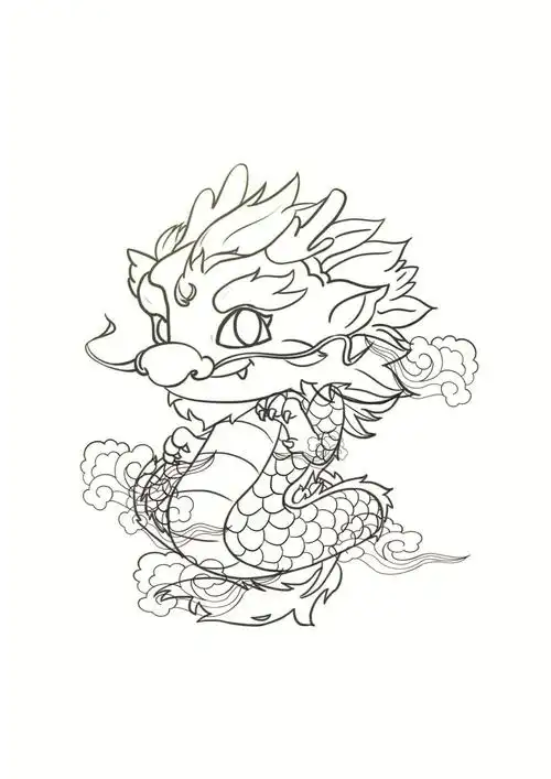 山海经青龙上古神兽国潮q版插画欣赏