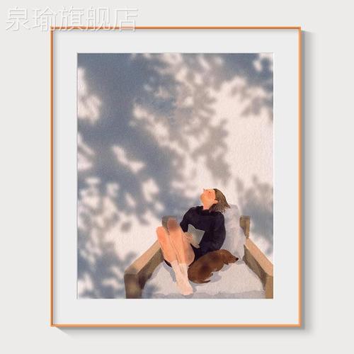 网红惬意生活」装治愈系饰画唯「美小现清头新民宿床挂画餐厅代简