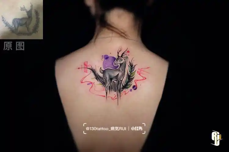 小清新纹身#纹身遮盖  #纹身修改  #美化纹身#鹿纹身  #女生纹身
