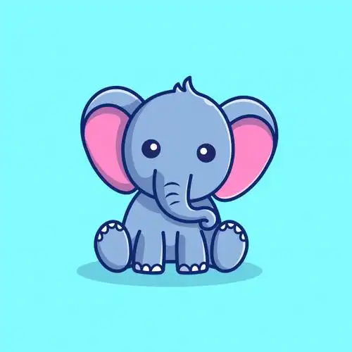 可爱的大象坐着卡通矢量插画矢量图素材
