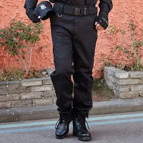 保安裤子男黑色加厚加肥耐磨作战裤保安工作服裤春秋夏季作训裤