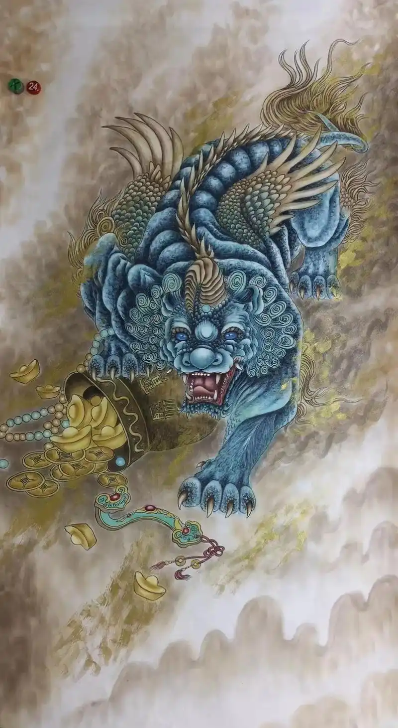 大六尺竖幅龙凤,麒麟,貔貅(1.8米701597厘米)#感受国画 - 抖音