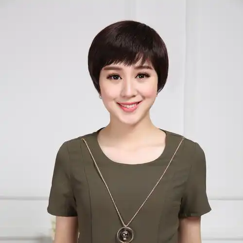 小函假发夏季假发女短发中老年妈妈短直发轻薄透气送奶奶老人真发