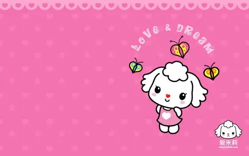 可爱卡通爱米莉招财童子电脑壁纸之粉红色高清大图预览1920x1200_卡通