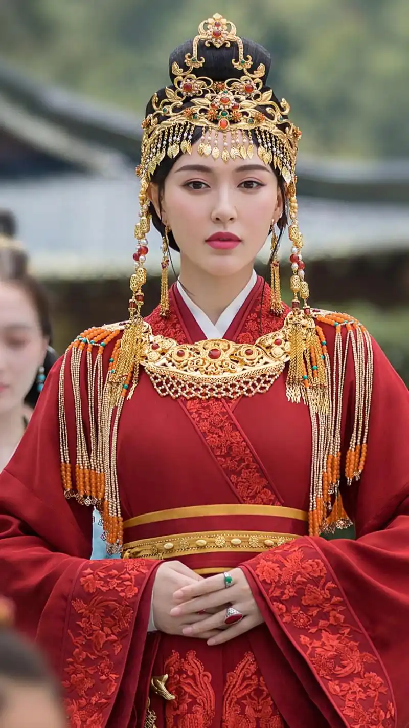 当红女星的古装红色结婚造型,白鹿端庄,宋轶温柔,热巴妩媚