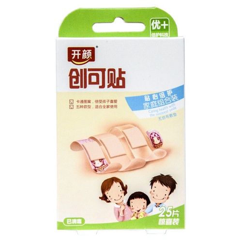 开颜 贴心倍护家庭组合装 创可贴25片 无纺布敷垫 卡通图案创可 b