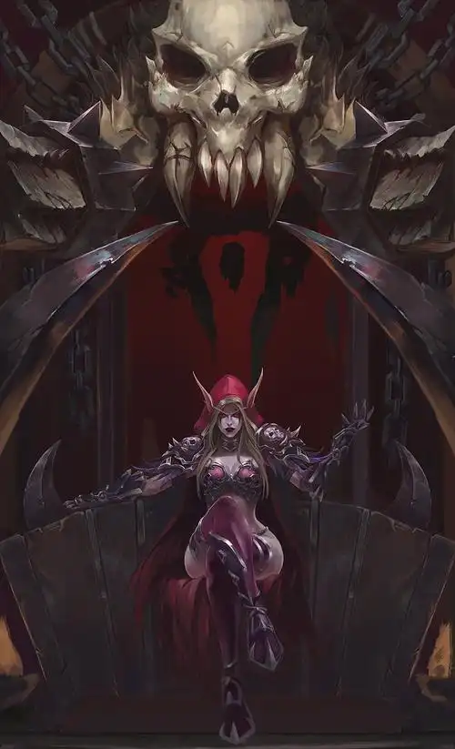 女王万岁洞窟原创画作霸气侧漏大酋长希尔瓦娜斯魔兽世界