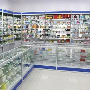 欣雪药品药房货架西药柜收银台展示柜玻璃药店柜台展柜展示架定制