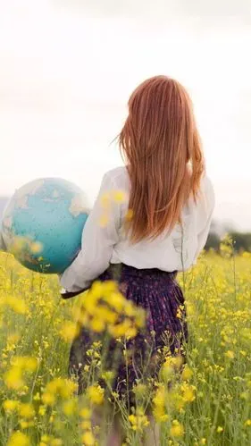 欧美,背影,女生,花