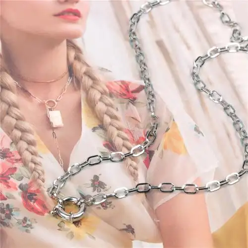 工厂初始设计最新批发时尚银色不锈钢项圈项链