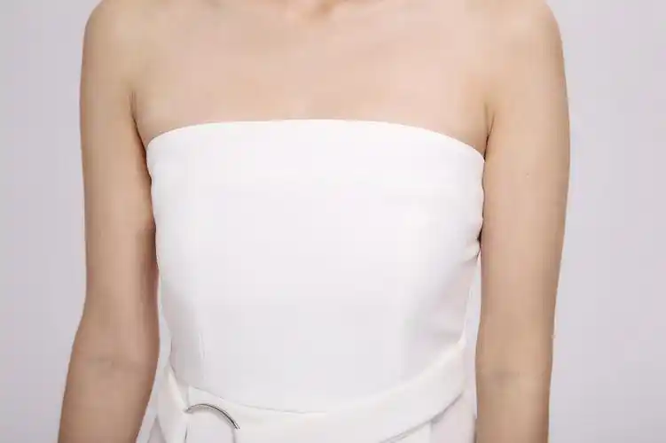 2019夏季新款欧美 女装白色抹胸糖力连衣裙露肩礼服开叉裙子