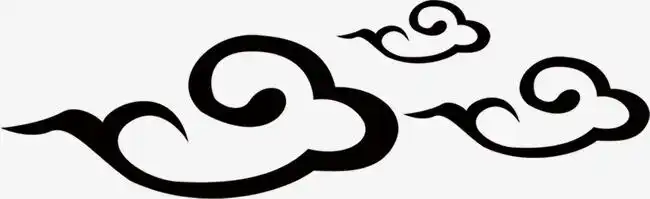 漂浮的云朵黑色线条中国风简约祥云装饰【高清装饰元素png素材】-90