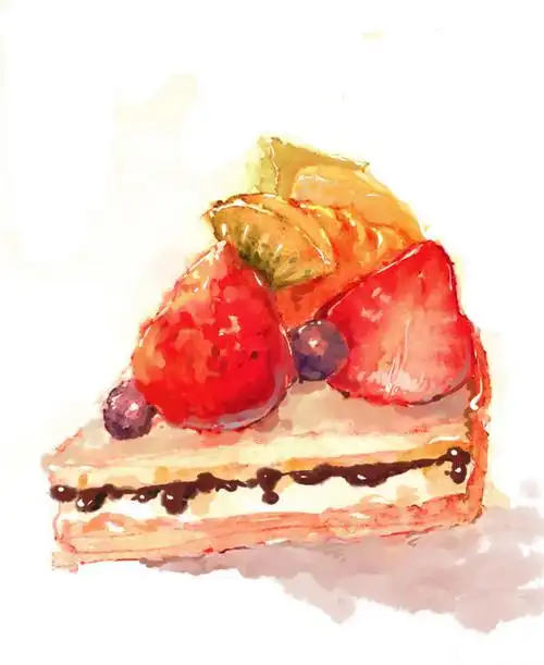 美食,甜品,手绘,水彩