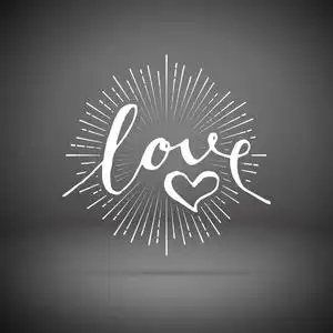 手写书法字手绘爱字在背景上.在情人节的浪漫卡.