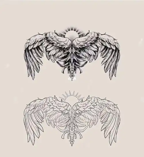 翅膀纹身手稿