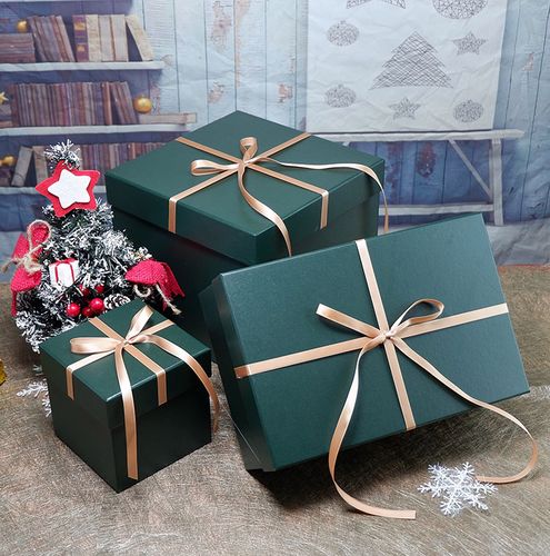 ins风端午节墨绿色礼物盒摄影套盒橱窗摆盒圣诞礼盒简约韩版小号