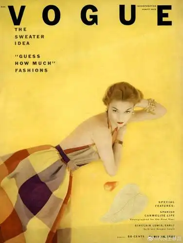 美版《vogue 》1951年4月刊,封面模特是jean patchett