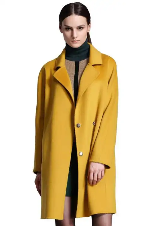 153c468双面毛呢大衣高贵的赤金色一手长大衣