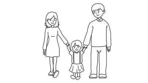 一家三口简笔画 一家三口简笔画手牵手