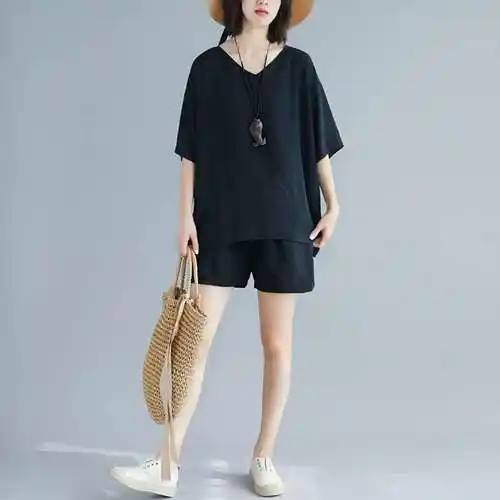 微胖女生穿搭遮肚子显瘦套装胖妹妹2021夏装洋气减龄休闲两件套