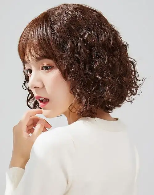 假发女短发全头套女士短卷发羊毛卷假发头套中长波浪卷发真发头套