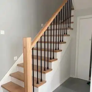 重庆室内实木楼梯扶手简单现代铁艺栏杆护栏主城量尺设计安装