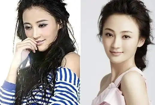 左张歆艺与右姚笛.都是非锥子脸的美女.