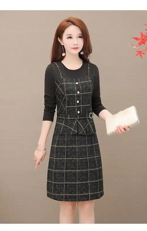 中年龄服装连衣裙时尚女装冬装145矮个子连衣裙短款冬天内搭小个子