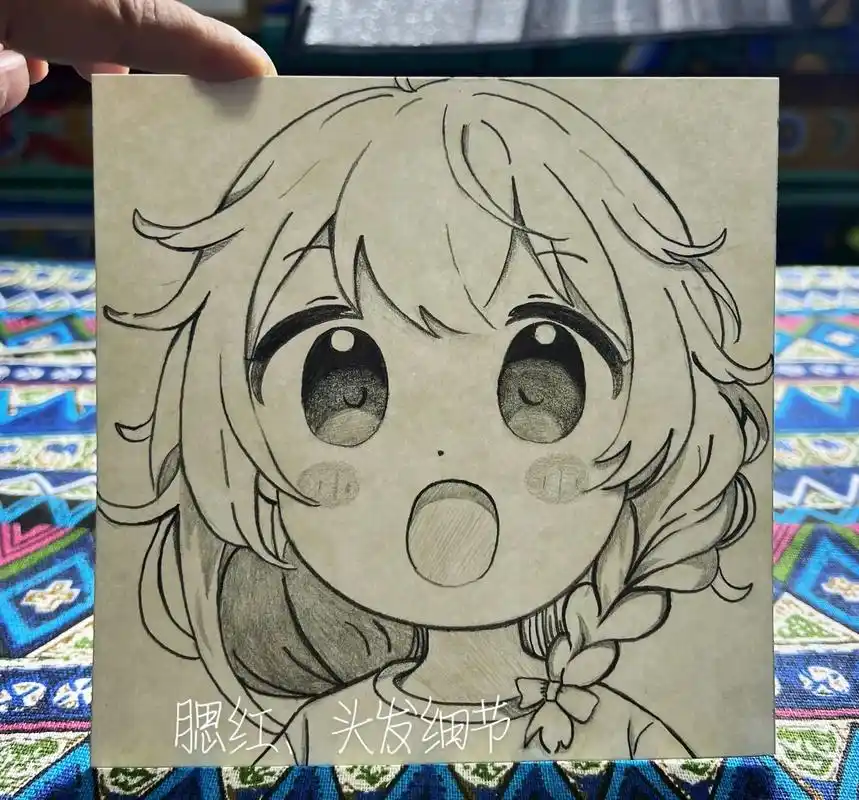 可爱少女《附线稿 绘画过程图片》#二次元#一起学画画 #动漫 - 抖音