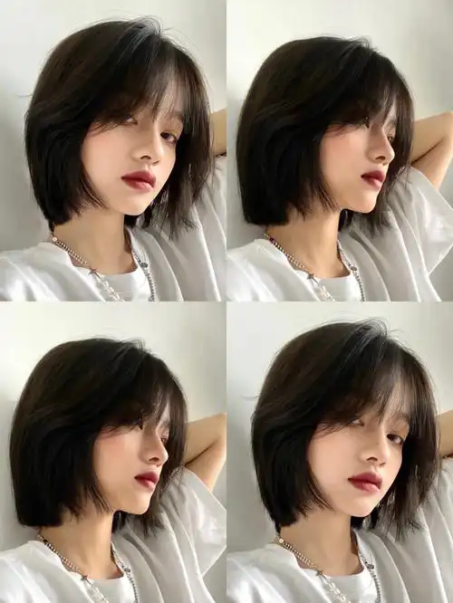 日系短发八字刘海超a短发免打理发型