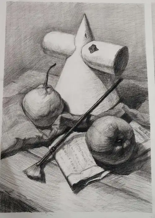 基础部素描静物完整稿临摹课程之石膏几何体练习