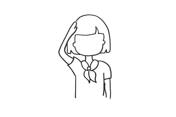 画少先队员简单少先队员简笔画画法画步骤学生向国旗敬礼简笔画作品