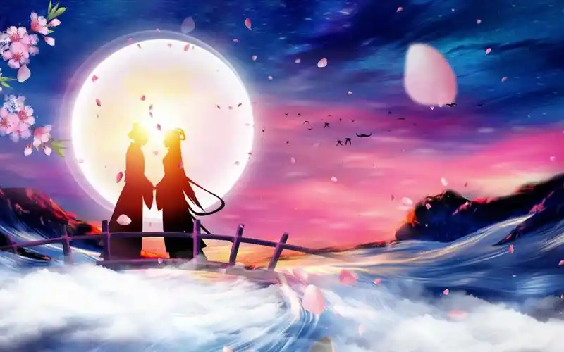 七夕情人节牛郎织女鹊桥相会背景视频素材