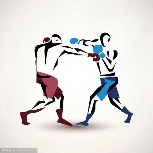 拳击夫妇剪影风格化素描