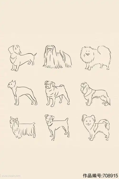9款手绘宠物狗设计矢量素材