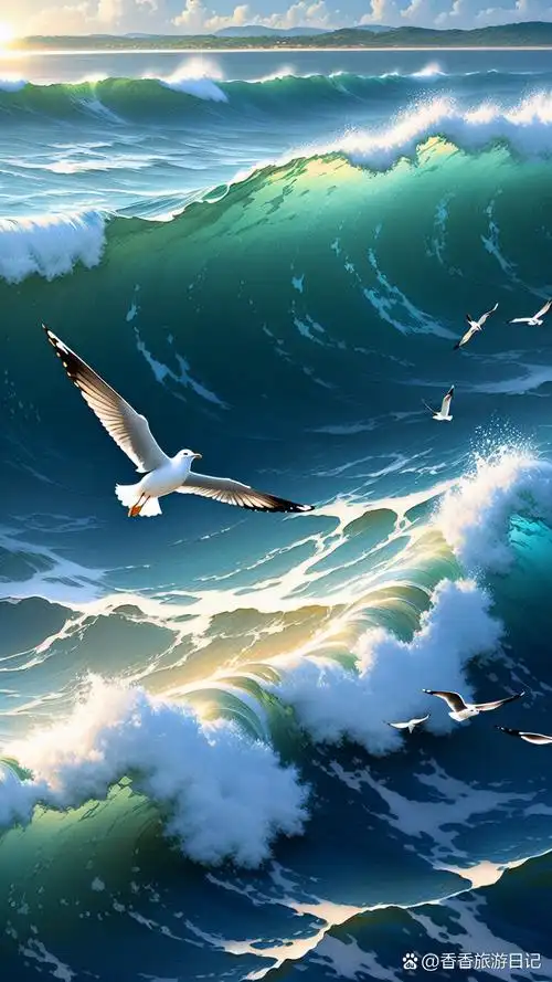 海浪翻滚,阳光正好,我在沙滩等你