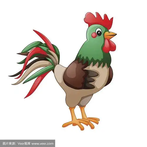 卡通公鸡孤立在白色背景
