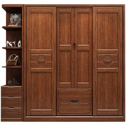 采百木caibaimu推拉门实木衣柜现代简约家用卧室456门储物胡桃木大