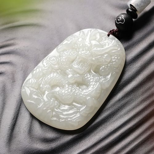 祥祯配挂玉佩玉石挂件玉牌龙玉牌生肖白玉龙牌颈饰