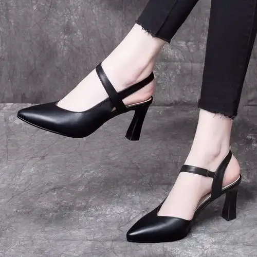 夏季新款真皮细高高跟凉鞋时尚百搭舒适女鞋时装凉鞋