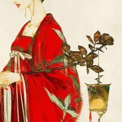 高清伤感的古风头像动漫女红衣图片-高清头像