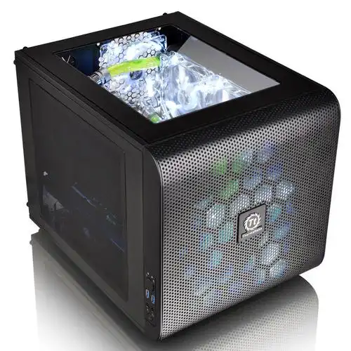 tt core v21电脑机箱台式机itx主机迷你小机箱matx侧透明外壳办公