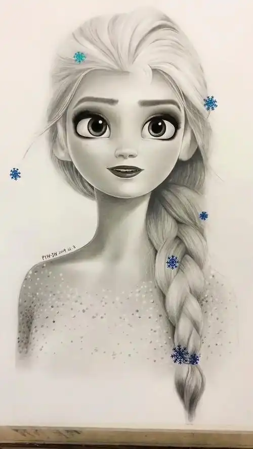 【素描动漫】大触用铅笔画了个冰雪奇缘爱莎公主,这手真香!