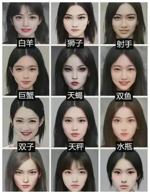 据说这是女生和男生的十二星座平均长相是这样吗