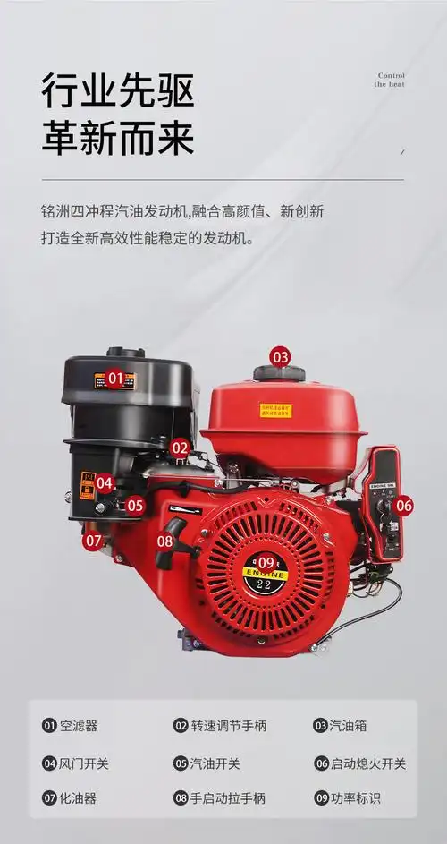 汽油机小型170f190f四冲程微耕机膨化机打谷机农用大江单缸发动机粉红