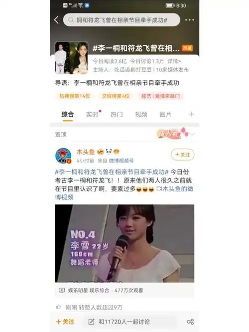 符龙飞和李一桐曾在相亲节目牵手成功